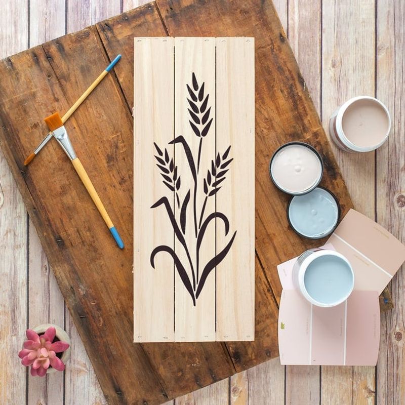 Casa si Gradina - Decoratiuni - DIY - Sabloane decorative pereti - Sablon Perete vopsire, tencuiala 0.7mm Wheat Stencil Refolosibil, model MXSP7180, 600 x 600 mm - Infinity.ro