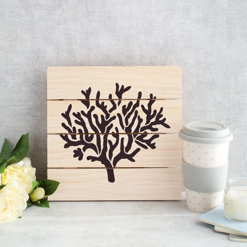 Casa si Gradina - Decoratiuni - DIY - Sabloane decorative pereti - Sablon Perete vopsire, tencuiala 0.7mm Coral Stencil Refolosibil, model MXSP7169, 100 x 100 mm - Infinity.ro