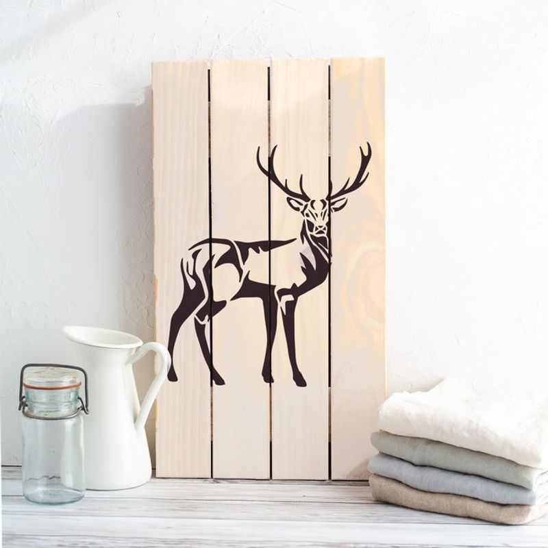 Casa si Gradina - Decoratiuni - DIY - Sabloane decorative pereti - Sablon Perete vopsire, tencuiala 0.7mm Caprioara model MXSP7397, 100 x 100 mm - Infinity.ro