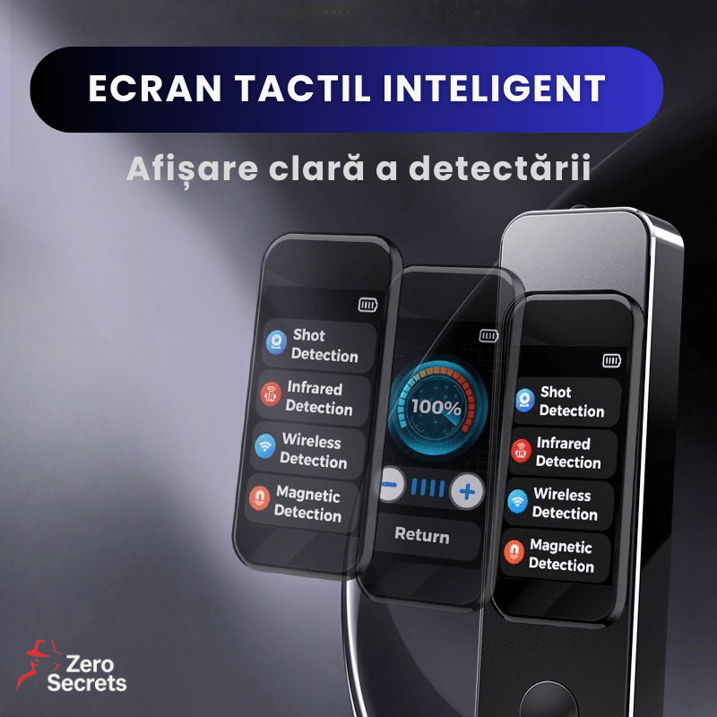 Laptop, Telefoane si Tablete - Wearables si gadgeturi - Gadgeturi - Dispozitive spionaj - Detector RF anti-spionaj ZeroSecrets, detectare wireless si infrarosu, ecran tactil, compact - Infinity.ro