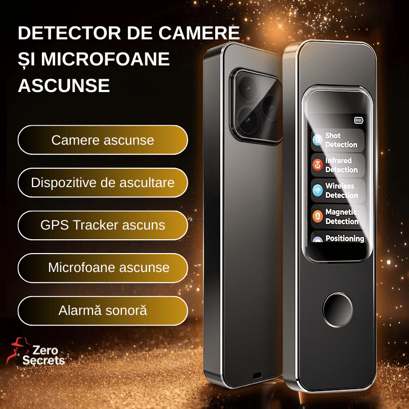 Laptop, Telefoane si Tablete - Wearables si gadgeturi - Gadgeturi - Dispozitive spionaj - Detector RF anti-spionaj ZeroSecrets, detectare wireless si infrarosu, ecran tactil, compact - Infinity.ro