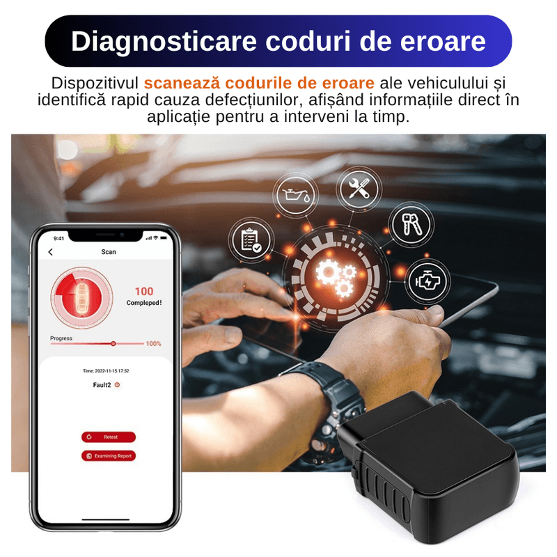 Laptop, Telefoane si Tablete - Wearables si gadgeturi - Gadgeturi - Dispozitive spionaj - GPS Tracker Auto OBD2, ZeroSecrets, plug and play, microfon integrat, 4G LTE, dimensiuni 59x45x22mm - Infinity.ro