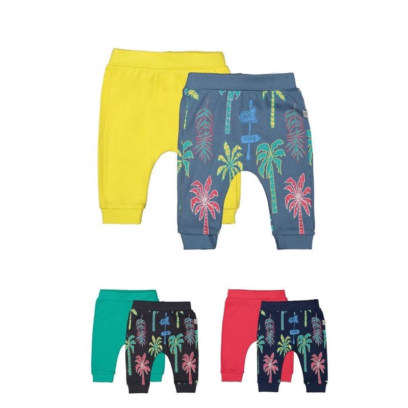 Fashion, accesorii si bijuterii - Copii - Imbracaminte copii - Body-uri copii - Set de 2 perechi de pantaloni Palmieri pentru bebelusi, Tongs baby (Culoare: Rosu, Marime: 9-12 luni) - Infinity.ro