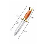 Sport si Outdoor - Camping - Cutite, bricege si accesorii - Cutite si bricege - Cutit de vanatoare, teaca din piele naturala, lama 440C, maner lemn, 26 cm, maro - Infinity.ro