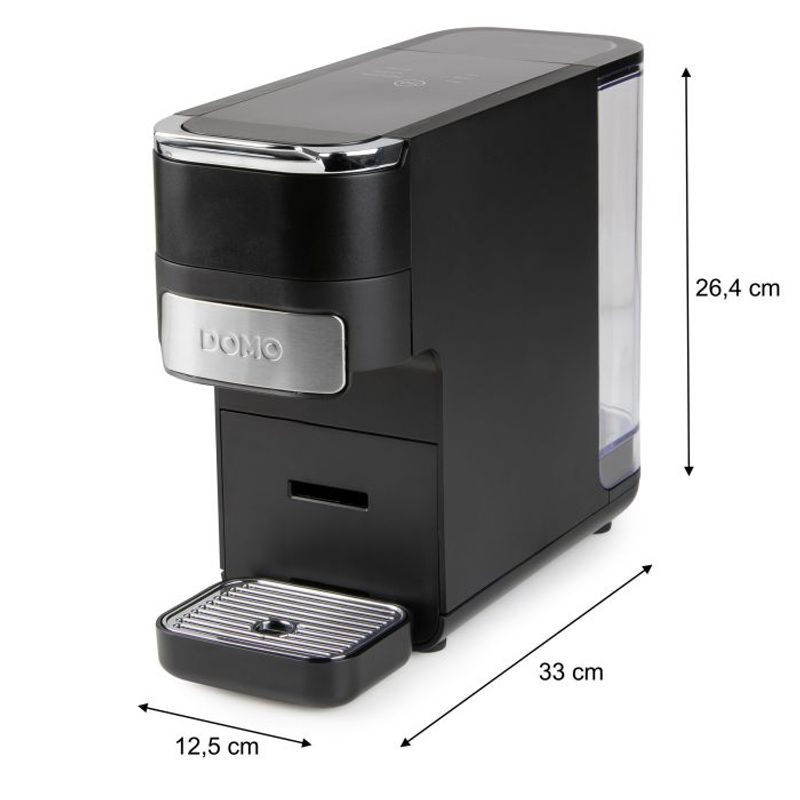 Electronice si Electrocasnice - Electrocasnice bucatarie - Preparare bauturi - Espressoare - Espressor Multicapsule 4-in-1 DOMO DO748K, Dolce Gusto, Nespresso, ESE POD, cafea macinata, 1545W, 1.5L, touch screen - Infinity.ro