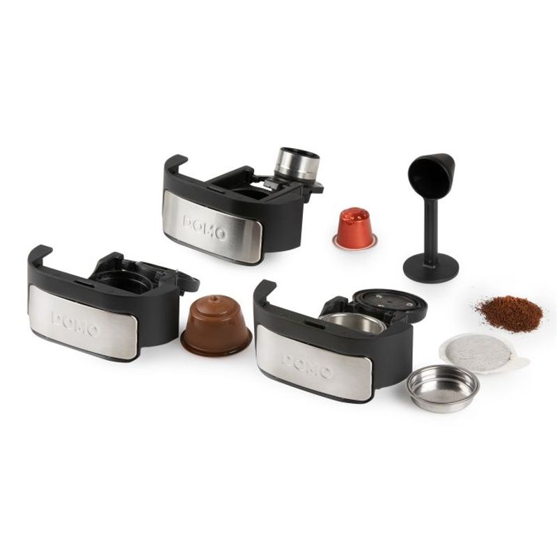 Electronice si Electrocasnice - Electrocasnice bucatarie - Preparare bauturi - Espressoare - Espressor Multicapsule 4-in-1 DOMO DO748K, Dolce Gusto, Nespresso, ESE POD, cafea macinata, 1545W, 1.5L, touch screen - Infinity.ro