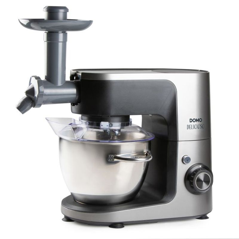 Electronice si Electrocasnice - Electrocasnice bucatarie - Mixere, tocatoare & roboti de bucatarie - Roboti de bucatarie - Robot de Bucatarie Multifunctional DOMO DO9293KR „Delicioso”, 1200W, bol inox 4.5L, blender, feliator, inghetata, capac - Infinity.ro