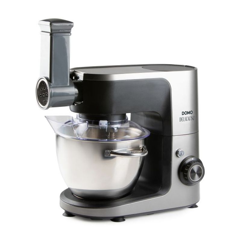 Electronice si Electrocasnice - Electrocasnice bucatarie - Mixere, tocatoare & roboti de bucatarie - Roboti de bucatarie - Robot de Bucatarie Multifunctional DOMO DO9293KR „Delicioso”, 1200W, bol inox 4.5L, blender, feliator, inghetata, capac - Infinity.ro