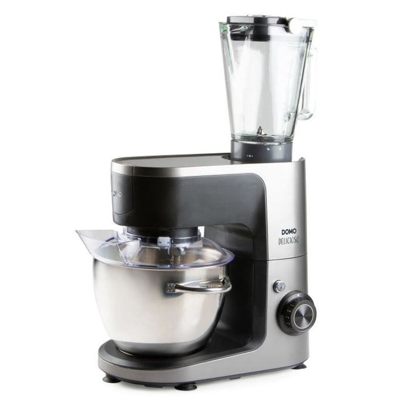 Electronice si Electrocasnice - Electrocasnice bucatarie - Mixere, tocatoare & roboti de bucatarie - Roboti de bucatarie - Robot de Bucatarie Multifunctional DOMO DO9293KR „Delicioso”, 1200W, bol inox 4.5L, blender, feliator, inghetata, capac - Infinity.ro
