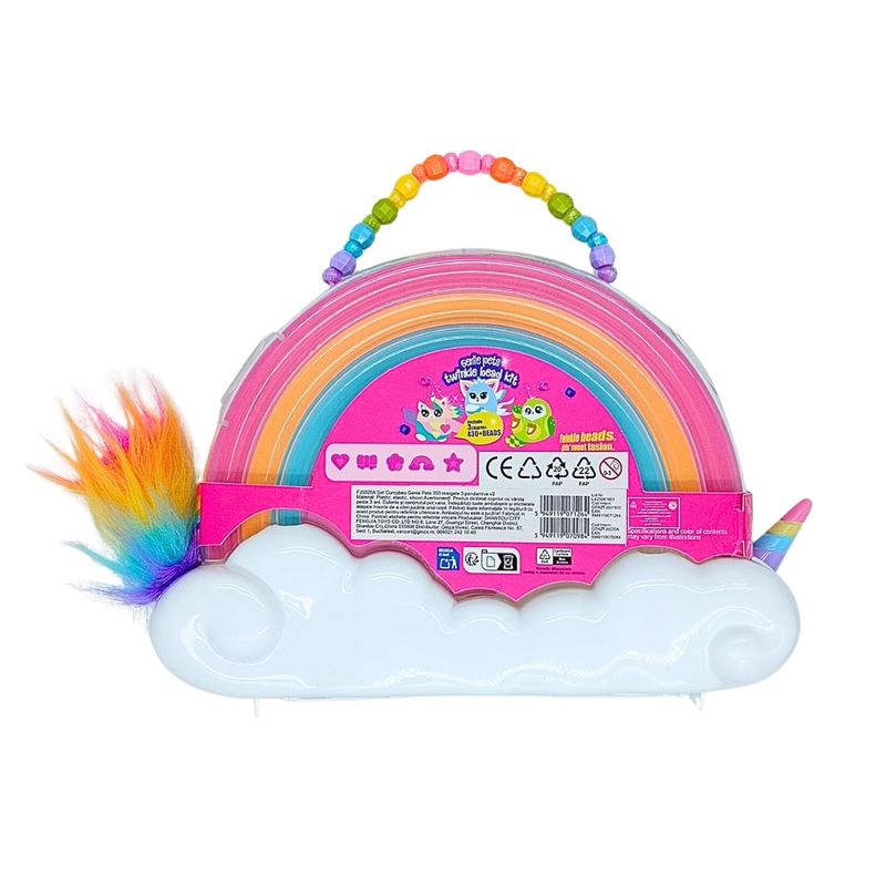 Jucarii, Copii si Bebe - Jucarii si jocuri - Jucarii & jocuri educative - Seturi de artizanat - Set margele copii, Genie Pets, Twinkle Bead Kit Unicorn, peste 430 piese, portocaliu, galben, roz, 3+ ani - Infinity.ro