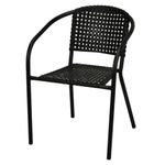 Casa si Gradina - Gradina si terasa - Mobilier exterior - Scaune si sezlonguri gradina - Scaun de gradina negru, cu spatar impletit si cadru metalic, design modern - Infinity.ro
