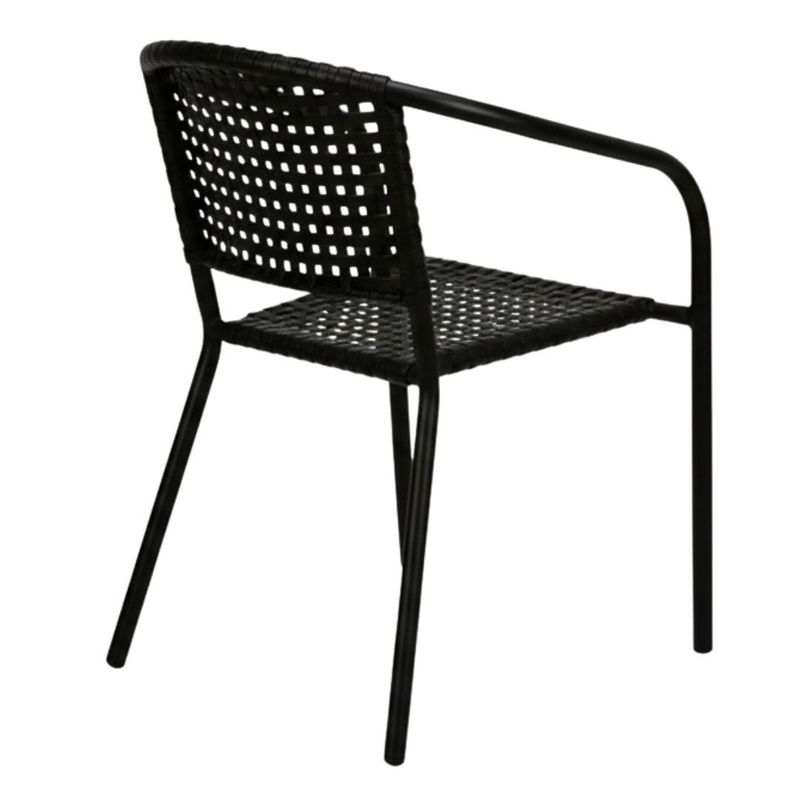 Casa si Gradina - Gradina si terasa - Mobilier exterior - Scaune si sezlonguri gradina - Scaun de gradina negru, cu spatar impletit si cadru metalic, design modern - Infinity.ro