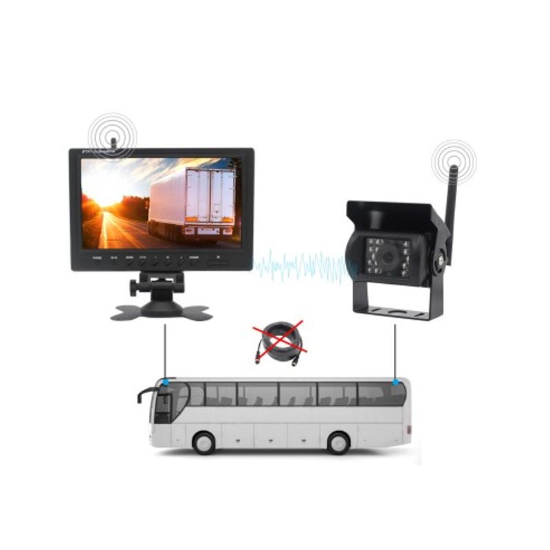 Auto si Moto - Electrice auto - Iluminare si semnalizare - Becuri auto - Kit marsarier wireless cu 2 camere si display de 9" 12V~24V, pentru Camioane, Autocare, Bus-uri - Infinity.ro