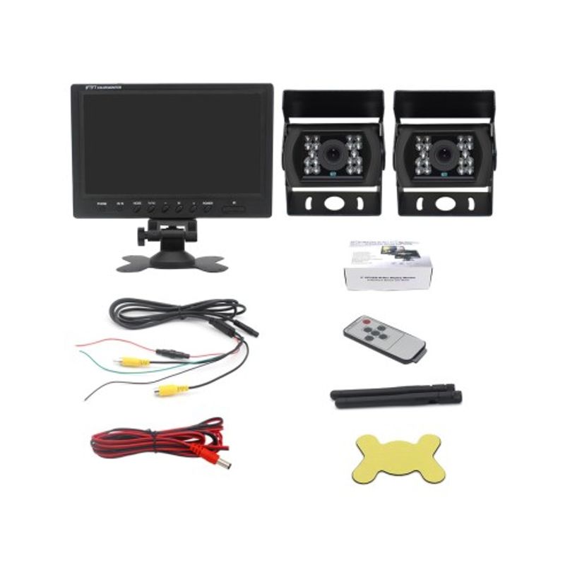 Auto si Moto - Electrice auto - Iluminare si semnalizare - Becuri auto - Kit marsarier wireless cu 2 camere si display de 9" 12V~24V, pentru Camioane, Autocare, Bus-uri - Infinity.ro