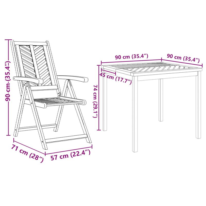 Casa si Gradina - Gradina si terasa - Mobilier exterior - Mese gradina - Set de masa pentru gradina 5 pcs Maro Lemn Solid de Acacia - Infinity.ro