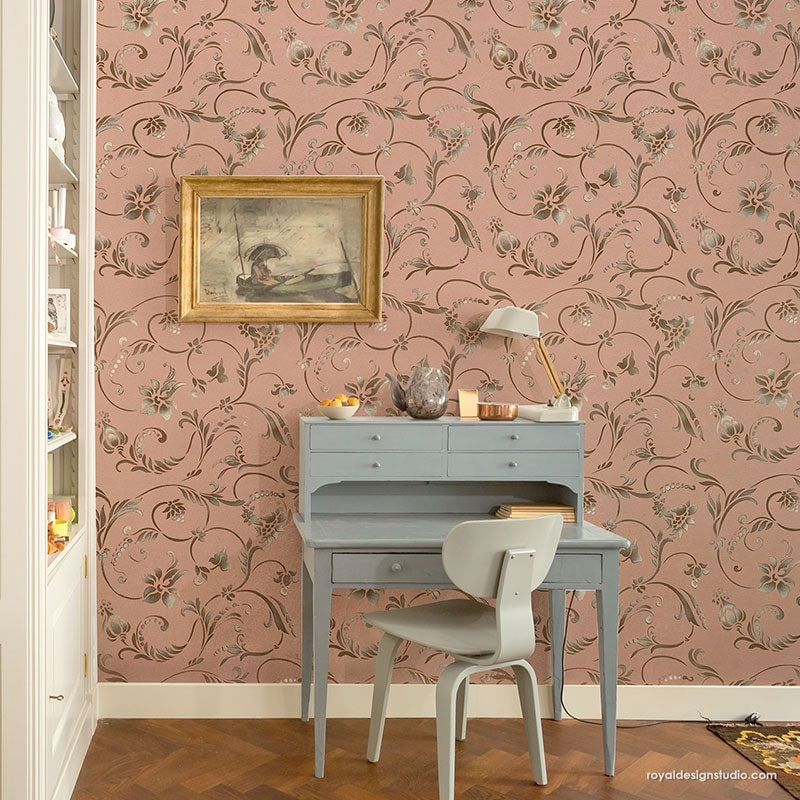 Casa si Gradina - Decoratiuni - DIY - Sabloane decorative pereti - Sablon Perete vopsire, tencuiala dimensiune 900x600 x mm grosime 0,7mm Flourish Allover model MXSP7514 - Infinity.ro