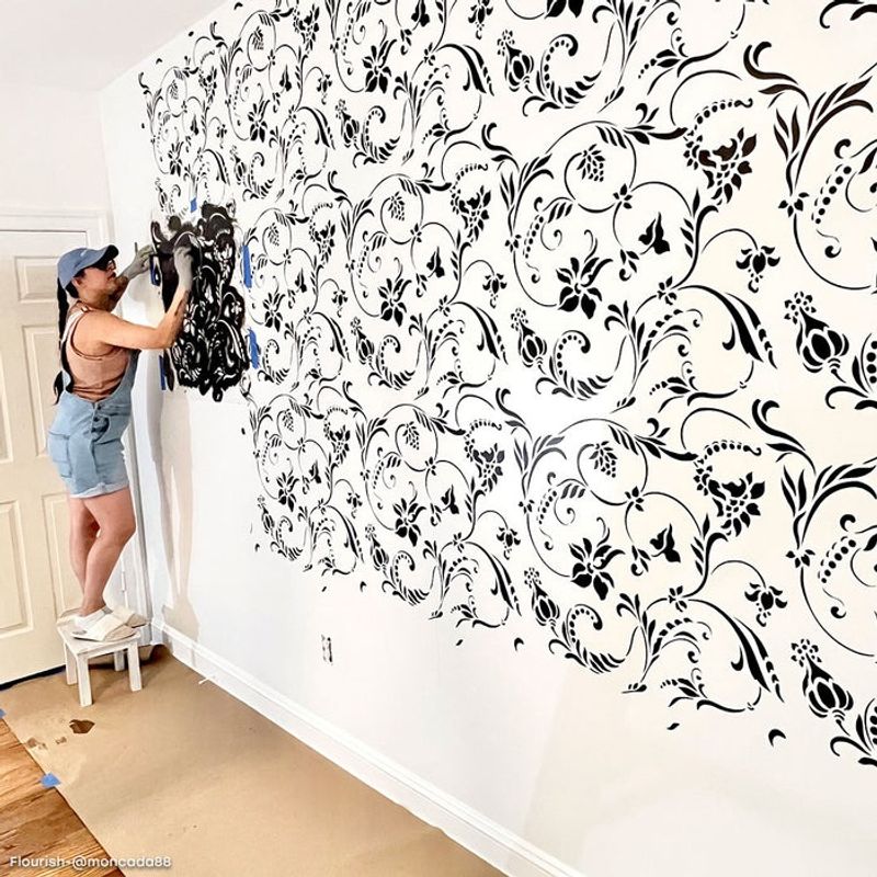 Casa si Gradina - Decoratiuni - DIY - Sabloane decorative pereti - Sablon Perete vopsire, tencuiala dimensiune 900x600 x mm grosime 0,7mm Flourish Allover model MXSP7514 - Infinity.ro