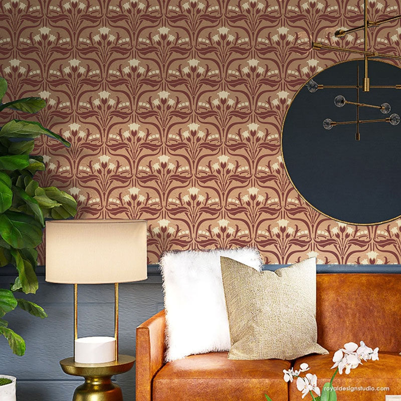 Casa si Gradina - Decoratiuni - DIY - Sabloane decorative pereti - Sablon Perete vopsire, tencuiala dimensiune 900x600 x mm grosime 0,7mm Aubrey Nouveau Floral model MXSP7504 - Infinity.ro