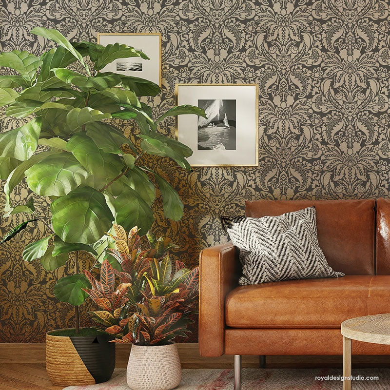 Casa si Gradina - Decoratiuni - DIY - Sabloane decorative pereti - Sablon Perete vopsire, tencuiala dimensiune 900x600 x mm grosime 0,7mm Isadora Damask model MXSP7492 - Infinity.ro