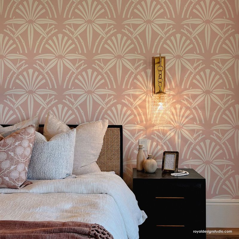 Casa si Gradina - Decoratiuni - DIY - Sabloane decorative pereti - Sablon Perete vopsire, tencuiala dimensiune 900x600 x mm grosime 0,7mm Upscaled Cabana Bamboo model MXSP7494 - Infinity.ro