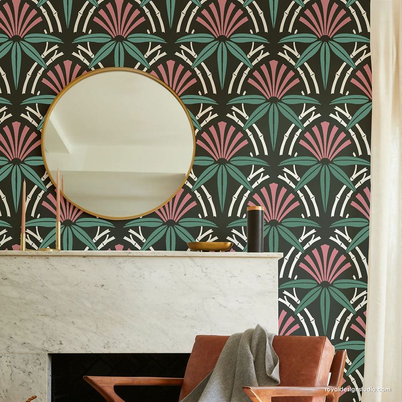 Casa si Gradina - Decoratiuni - DIY - Sabloane decorative pereti - Sablon Perete vopsire, tencuiala dimensiune 900x600 x mm grosime 0,7mm Upscaled Cabana Bamboo model MXSP7494 - Infinity.ro