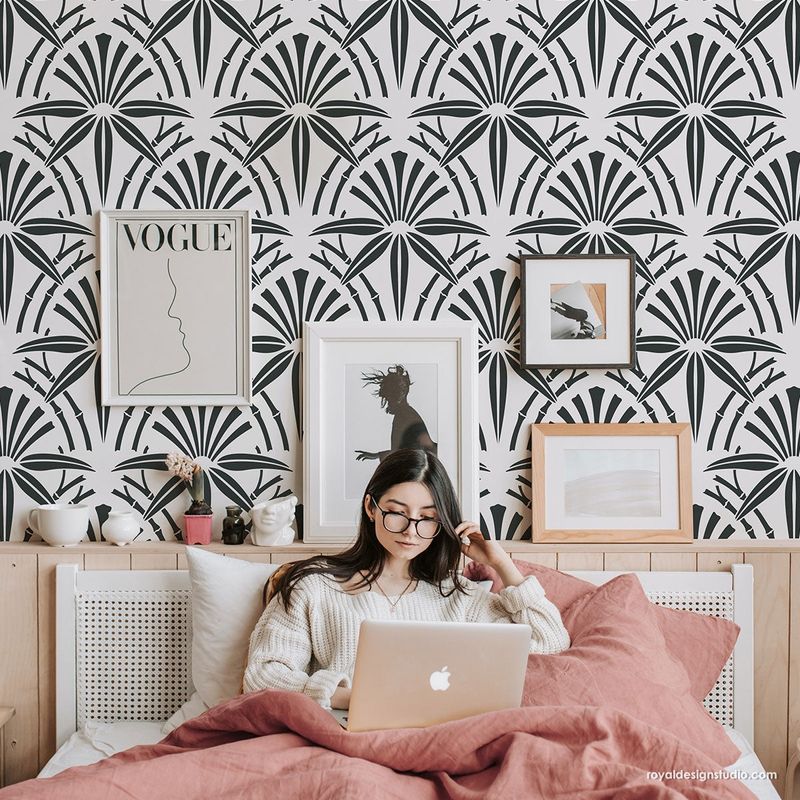 Casa si Gradina - Decoratiuni - DIY - Sabloane decorative pereti - Sablon Perete vopsire, tencuiala dimensiune 900x600 x mm grosime 0,7mm Upscaled Cabana Bamboo model MXSP7494 - Infinity.ro