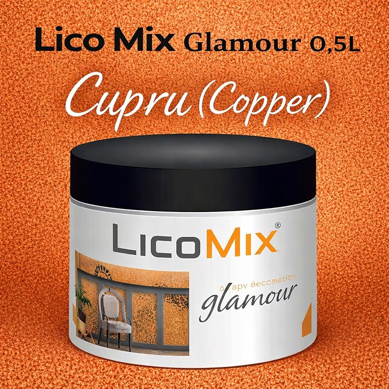 Casa si Gradina - Constructii - Vopsea si tencuieli - Vopsele si pigmenti - Vopsea decorativa Lico Mix Glamour 0,5L Cupru (Copper) LICO6915 - Infinity.ro