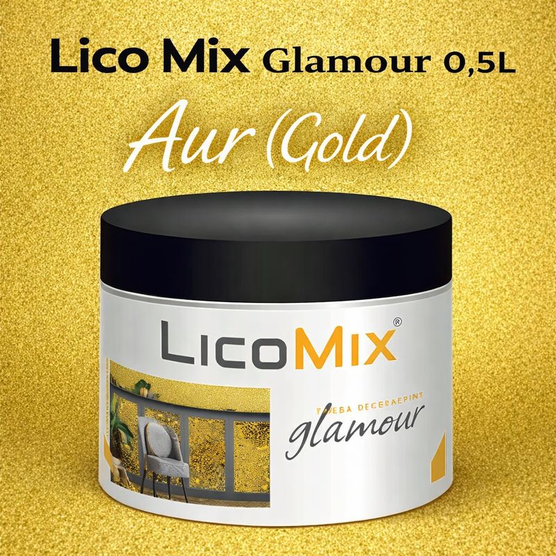 Casa si Gradina - Constructii - Vopsea si tencuieli - Vopsele si pigmenti - Vopsea decorativa Lico Mix Glamour 0,5L Aur (Gold) LICO6916 - Infinity.ro