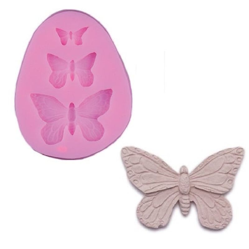 Casa si Gradina - Bucatarie si vesela - Ustensile bucatarie - Forme prajituri - Forma din silicon - 3 Fluturi 74x56mm - Infinity.ro