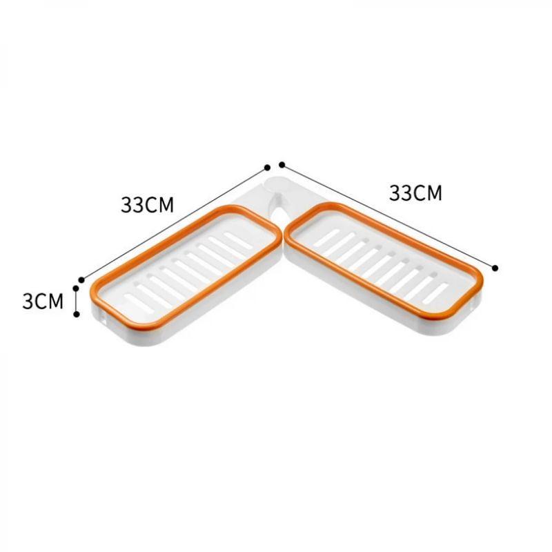 Casa si Gradina - Mobilier - Organizare si depozitare - Organizatoare pentru sertare si dulapuri - Raft de Colt pentru baie sau bucatarie, Multifunctional, Autoadeziv, Alb Portocaliu, 66 cm - Infinity.ro