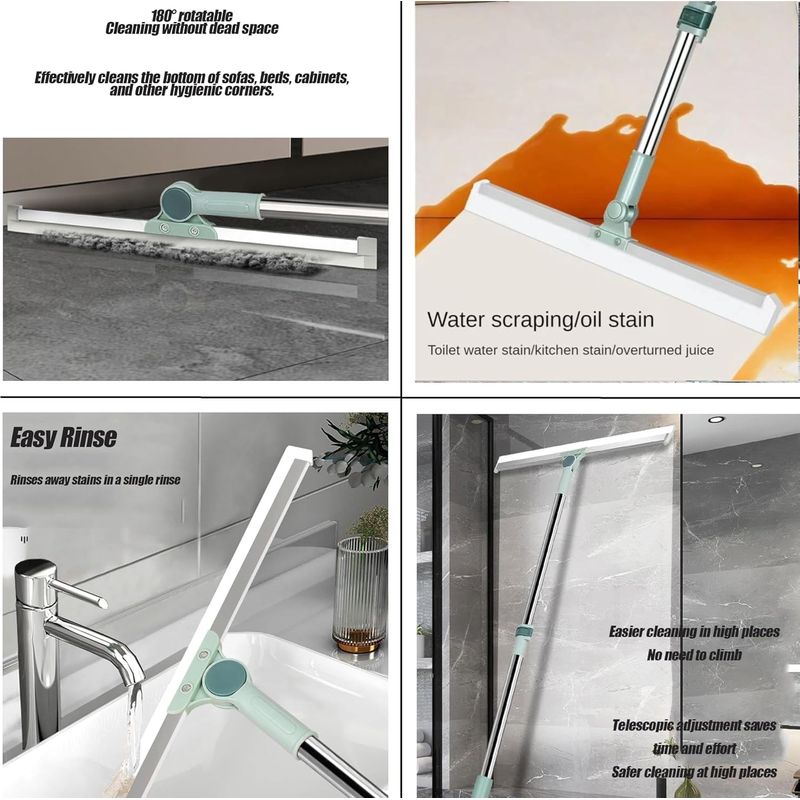 Market - Curatenie si intretinere casa - Produse menaj - Mopuri - Racleta Multifunctionala din Silicon pentru podea sau geamuri, Brat Telescopic 60 - 120 cm, lama 50 cm, 180 grade, Gri - Infinity.ro