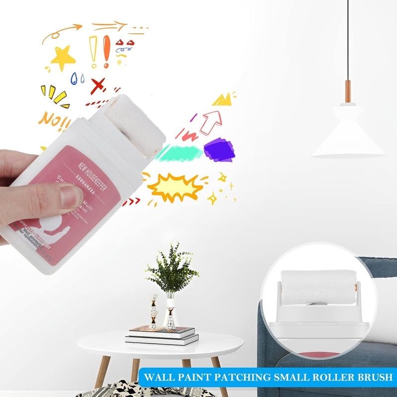 Casa si Gradina - Constructii - Vopsea si tencuieli - Vopsele si pigmenti - Rola Reparat si Vopsit Pereti, pentru Gauri, Zgarieturi si Graffiti, Uscare Rapida, Aplicare fara Scurgeri, Alb, 100g - Infinity.ro