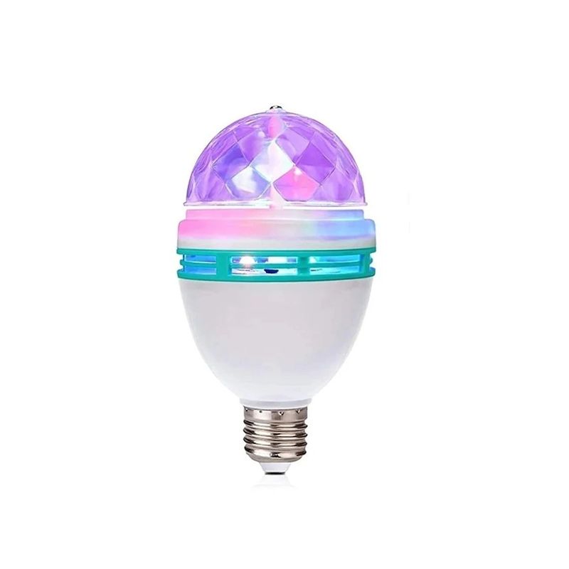 Casa si Gradina - Corpuri si surse de iluminat - Becuri si tuburi neon - Becuri - Bec Rotativ Multicolor, cu Efect Disco, E27, adaptor pentru priza, 85-260 V, LED, 3W - Infinity.ro