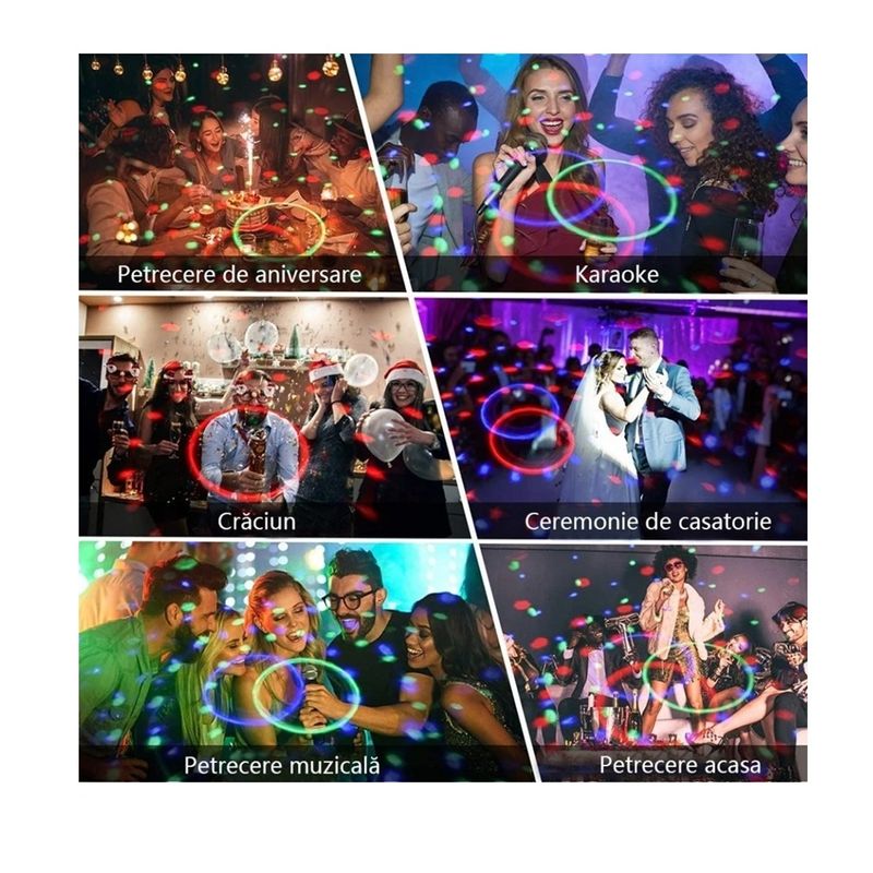 Casa si Gradina - Corpuri si surse de iluminat - Becuri si tuburi neon - Becuri - Bec Rotativ Multicolor, cu Efect Disco, E27, adaptor pentru priza, 85-260 V, LED, 3W - Infinity.ro