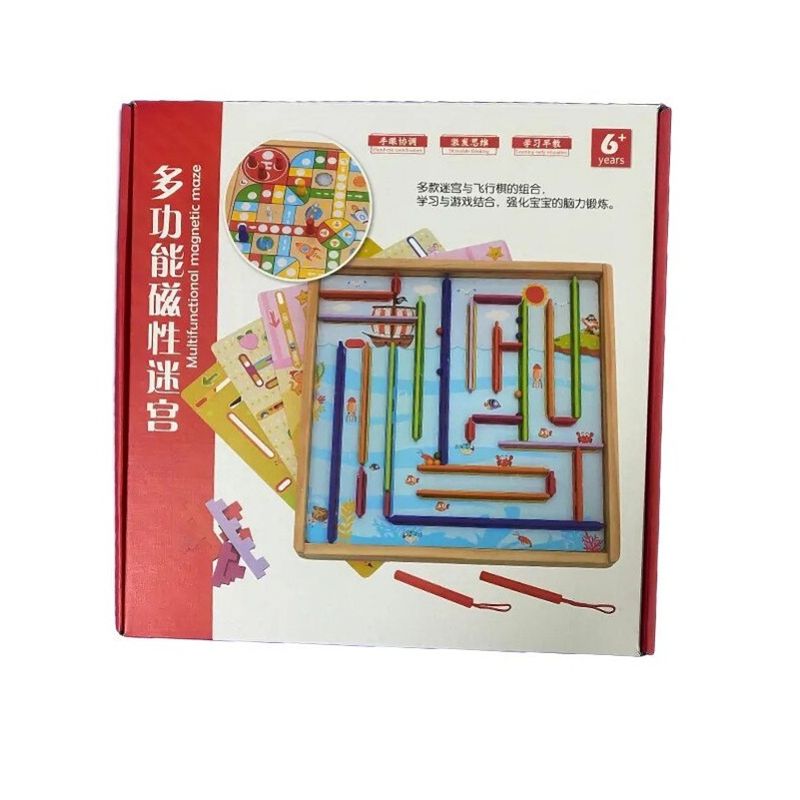 Jucarii, Copii si Bebe - Jucarii si jocuri - Jucarii & jocuri educative - Jocuri si jucarii educative - Joc Labirint Magnetic Multifunctional, cu 4 Desene pentru Copii, 30 x 30 cm - Infinity.ro