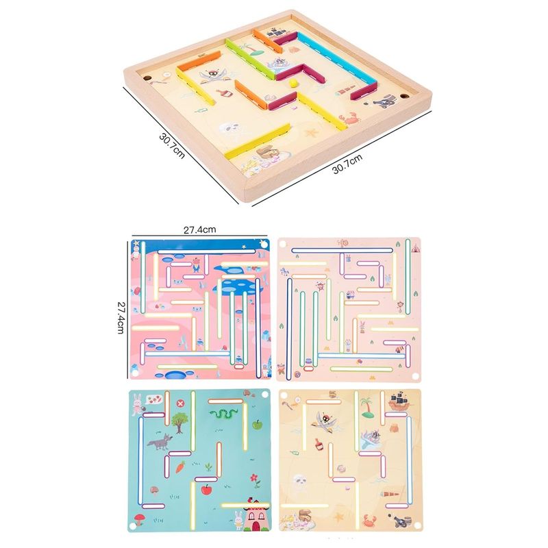 Jucarii, Copii si Bebe - Jucarii si jocuri - Jucarii & jocuri educative - Jocuri si jucarii educative - Joc Labirint Magnetic Multifunctional, cu 4 Desene pentru Copii, 30 x 30 cm - Infinity.ro