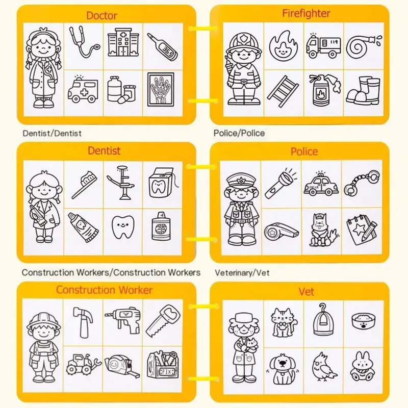 Jucarii, Copii si Bebe - Jucarii si jocuri - Jucarii & jocuri educative - Jocuri si jucarii educative - Carte cu Stickere Repozitionabile Busy Book, Asocieri de Meserii "Job Matching", +3 ani - Infinity.ro