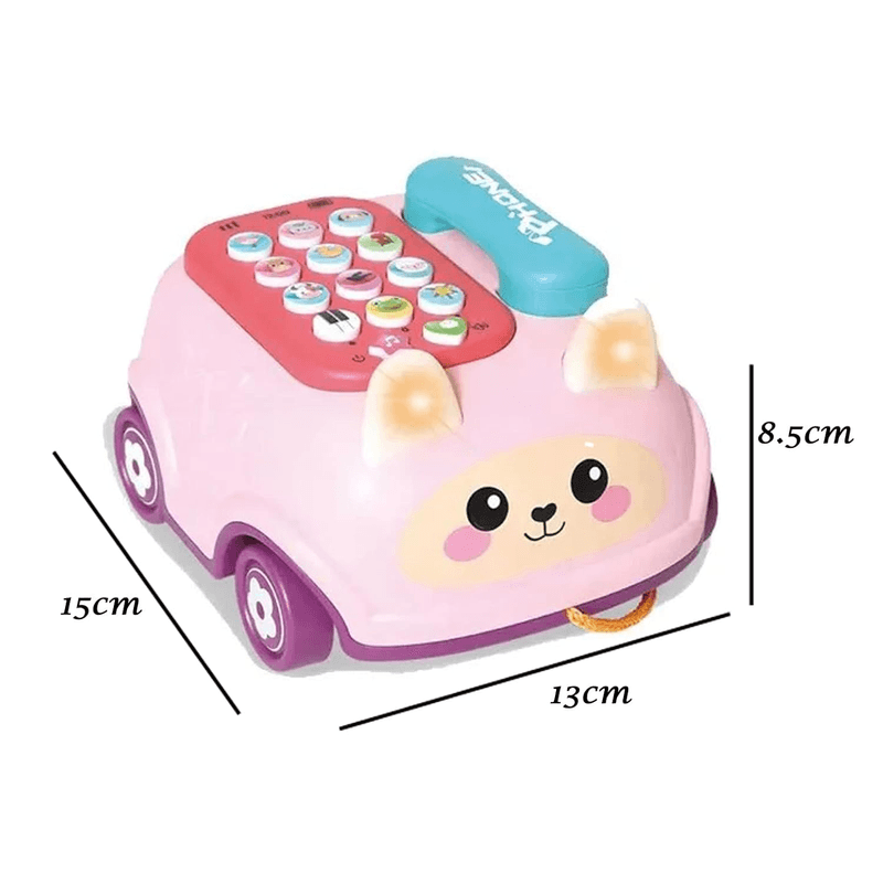 Jucarii, Copii si Bebe - Jucarii si jocuri - Jucarii & jocuri educative - Jocuri si jucarii educative - Telefon de Jucarie Rabbit Phone Car, cu lumini si sunete, stil masina, Roz, +3 ani - Infinity.ro