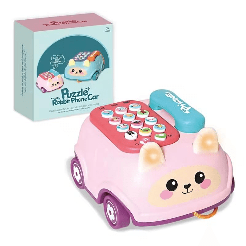Jucarii, Copii si Bebe - Jucarii si jocuri - Jucarii & jocuri educative - Jocuri si jucarii educative - Telefon de Jucarie Rabbit Phone Car, cu lumini si sunete, stil masina, Roz, +3 ani - Infinity.ro