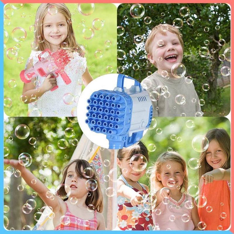 Jucarii, Copii si Bebe - Jucarii si jocuri - Jucarii de exterior - Alte jucarii de exterior - Pistol Interactiv de Jucarie pentru Baloane de Sapun, cu baterii, 32 orificii, Roz - Infinity.ro