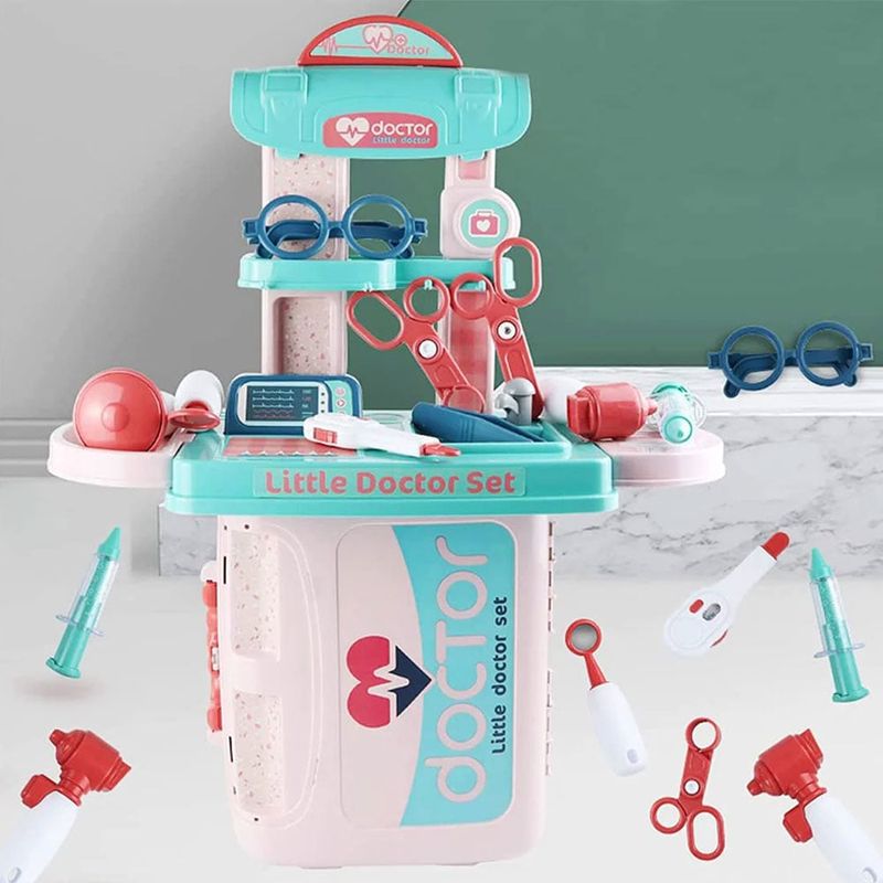 Jucarii, Copii si Bebe - Jucarii si jocuri - Jucarii de rol - Set de joaca doctor Brivoo, trusa medicala 3 in 1, 20 piese, geanta portabila, pentru copii 3+ ani - Infinity.ro