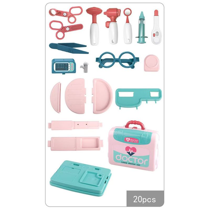 Jucarii, Copii si Bebe - Jucarii si jocuri - Jucarii de rol - Set de joaca doctor Brivoo, trusa medicala 3 in 1, 20 piese, geanta portabila, pentru copii 3+ ani - Infinity.ro