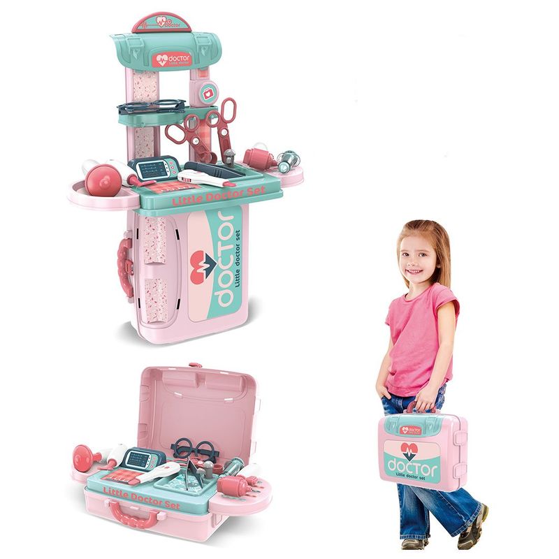 Jucarii, Copii si Bebe - Jucarii si jocuri - Jucarii de rol - Set de joaca doctor Brivoo, trusa medicala 3 in 1, 20 piese, geanta portabila, pentru copii 3+ ani - Infinity.ro