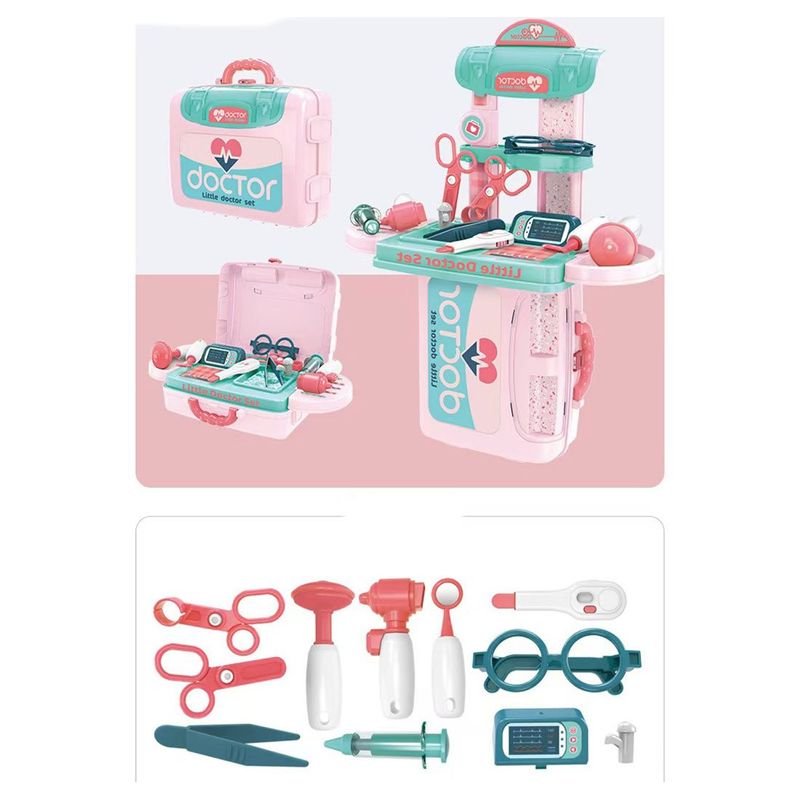 Jucarii, Copii si Bebe - Jucarii si jocuri - Jucarii de rol - Set de joaca doctor Brivoo, trusa medicala 3 in 1, 20 piese, geanta portabila, pentru copii 3+ ani - Infinity.ro