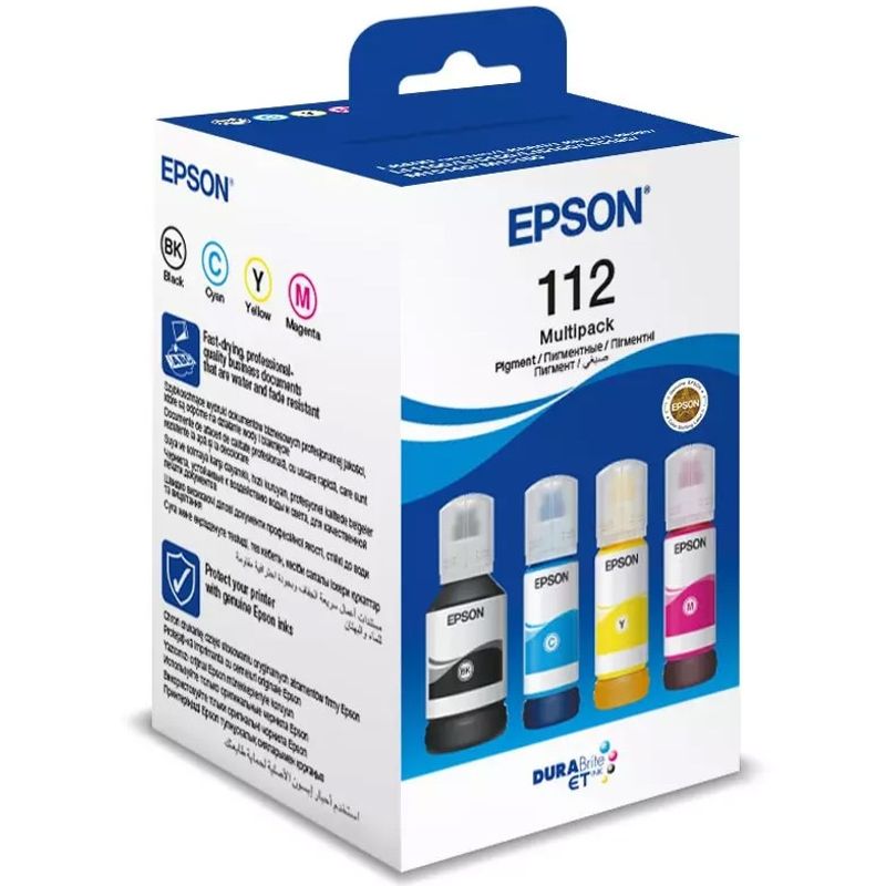PC, gaming si accesorii - Imprimante, scanere & consumabile - Consumabile si accesorii - Cartuse imprimante inkjet - Multipack Epson 112 EcoTank 4 Culori, Negru, Cyan, Galben, Magenta (260 ml) - Infinity.ro