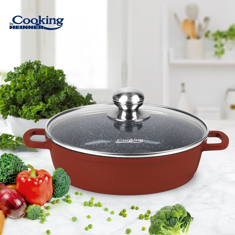 Casa si Gradina - Bucatarie si vesela - Vase pentru gatit - Oale si cratite - Cratita cu capac Cooking by Heinner Calabria, aluminiu, 36x9.5cm, 8.8L - Infinity.ro