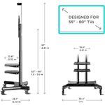 TV, Audio-Video si Foto - Accesorii TV si audio - Suporturi TV - Suport TV mobil, TS1881, 55 "-80", VESA 200x300-800x500 mm, Onkron, Negru - Infinity.ro