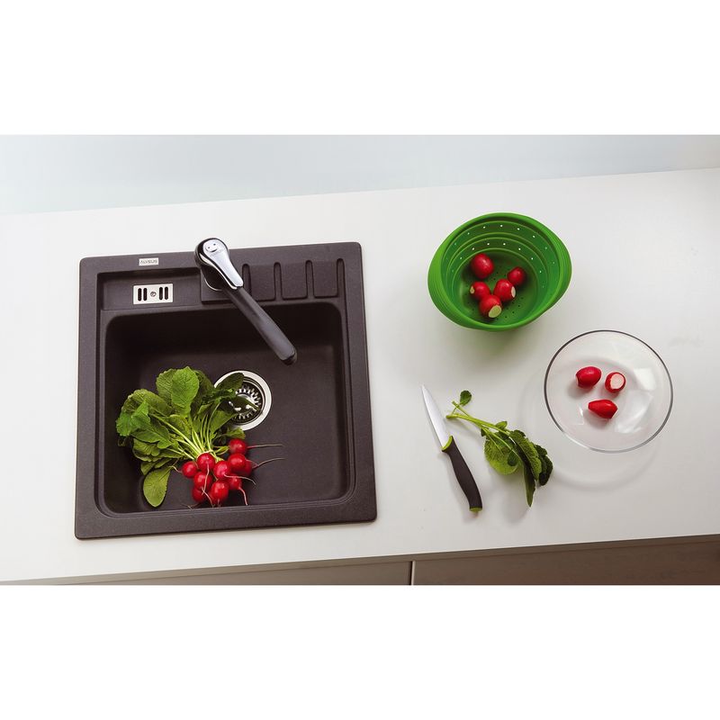 Casa si Gradina - Sanitare - Chiuveta bucatarie si accesorii - Chiuvete bucatarie - Chiuveta bucatarie Algranit Alveus Niagara 20 A91, 465x465mm, adancime cuva 180mm, material compozit, Negru - Infinity.ro