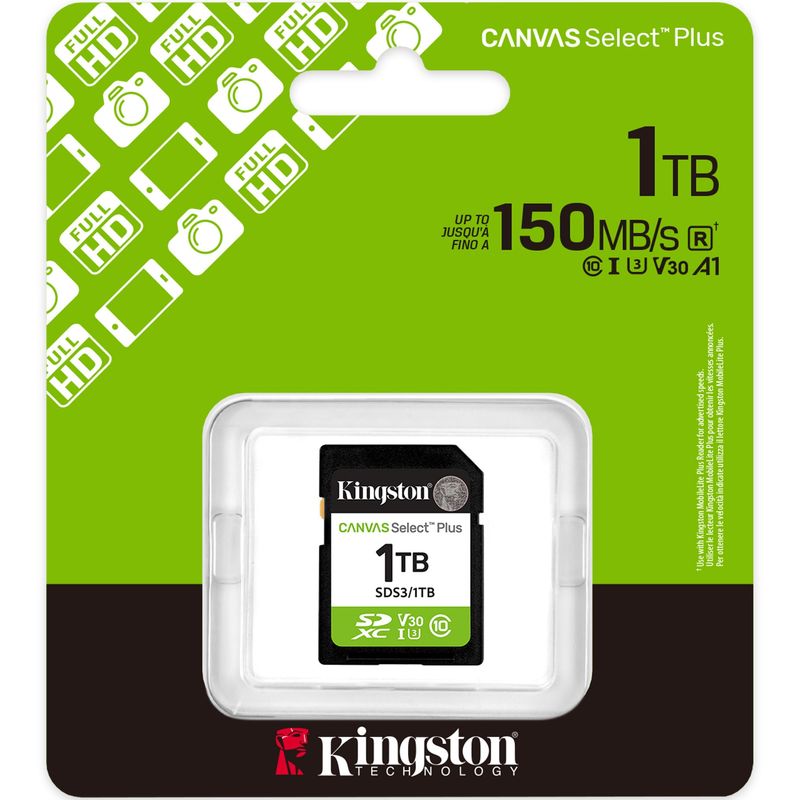 TV, Audio-Video si Foto - Aparate foto si accesorii - Accesorii foto si video - Carduri memorie - Card de Memorie SDXC Kingston, 1TB, Select Plus, Clasa 10 UHS-I - Infinity.ro