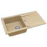 Casa si Gradina - Sanitare - Chiuveta bucatarie si accesorii - Chiuvete bucatarie - Chiuveta Alveus Niagara 30 bej material compozit, reversibila, sifon pop-up inclus, 775x430x160mm - Infinity.ro